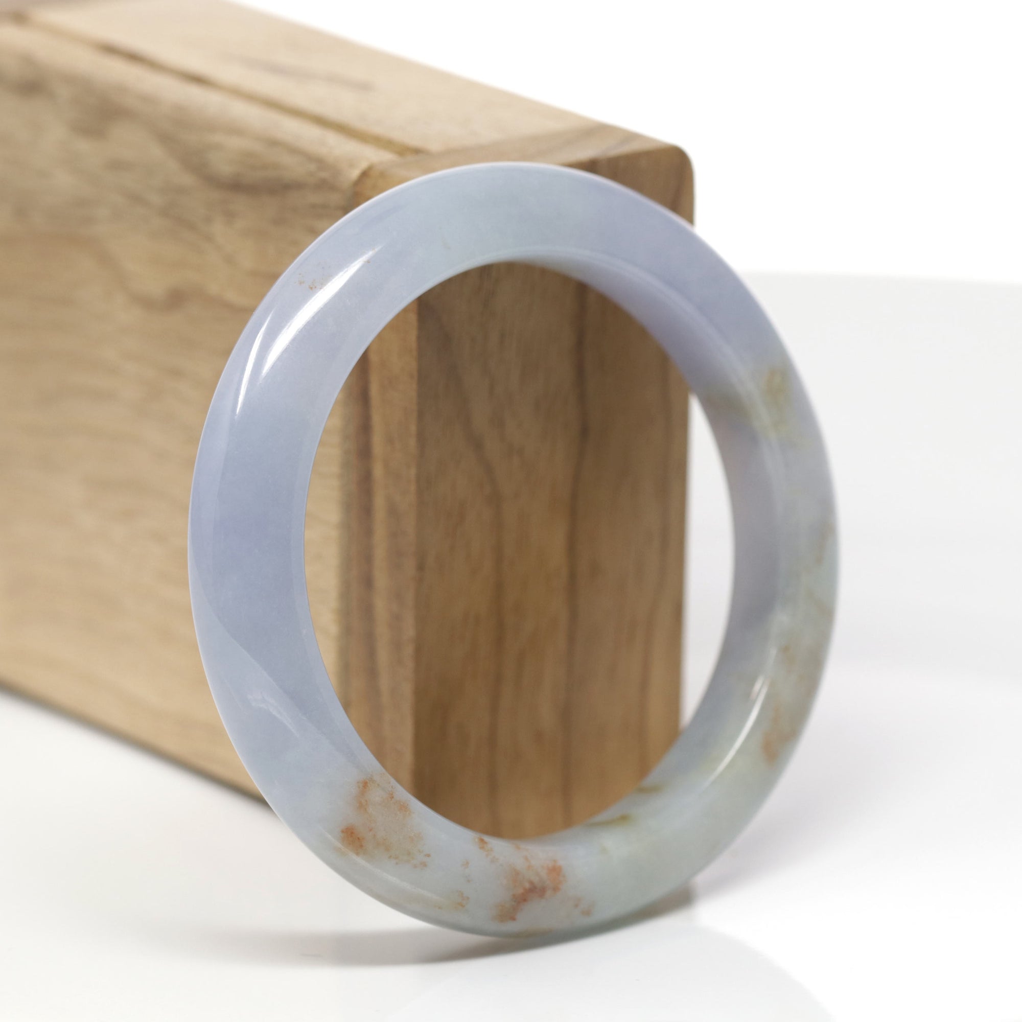 Baikalla Natural Lavender &amp; Red Sajin (Golden Dust) Jadeite Jade "Half Round" Bangle Bracelet (54mm) 