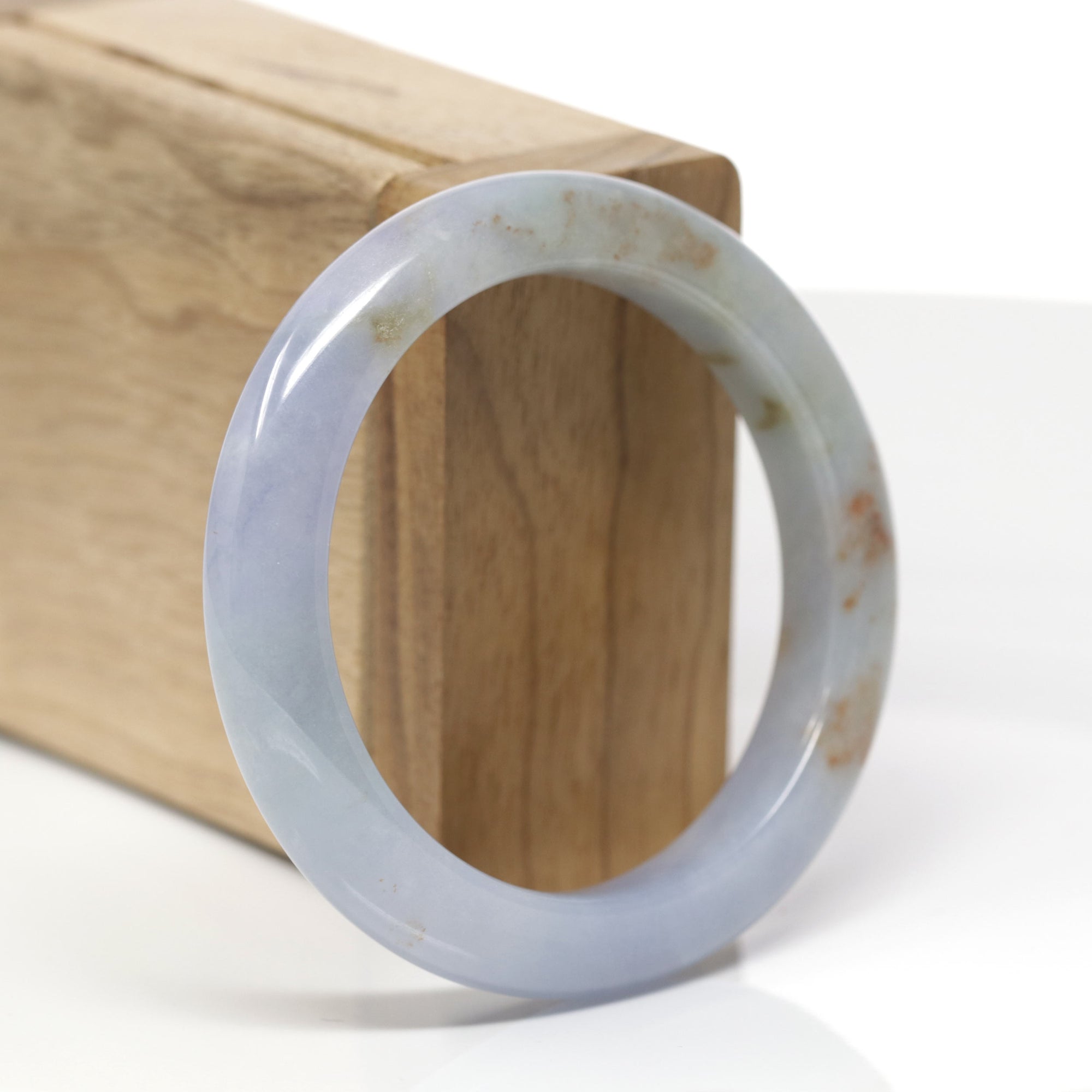 Baikalla Natural Lavender &amp; Red Sajin (Golden Dust) Jadeite Jade "Half Round" Bangle Bracelet (54mm) 