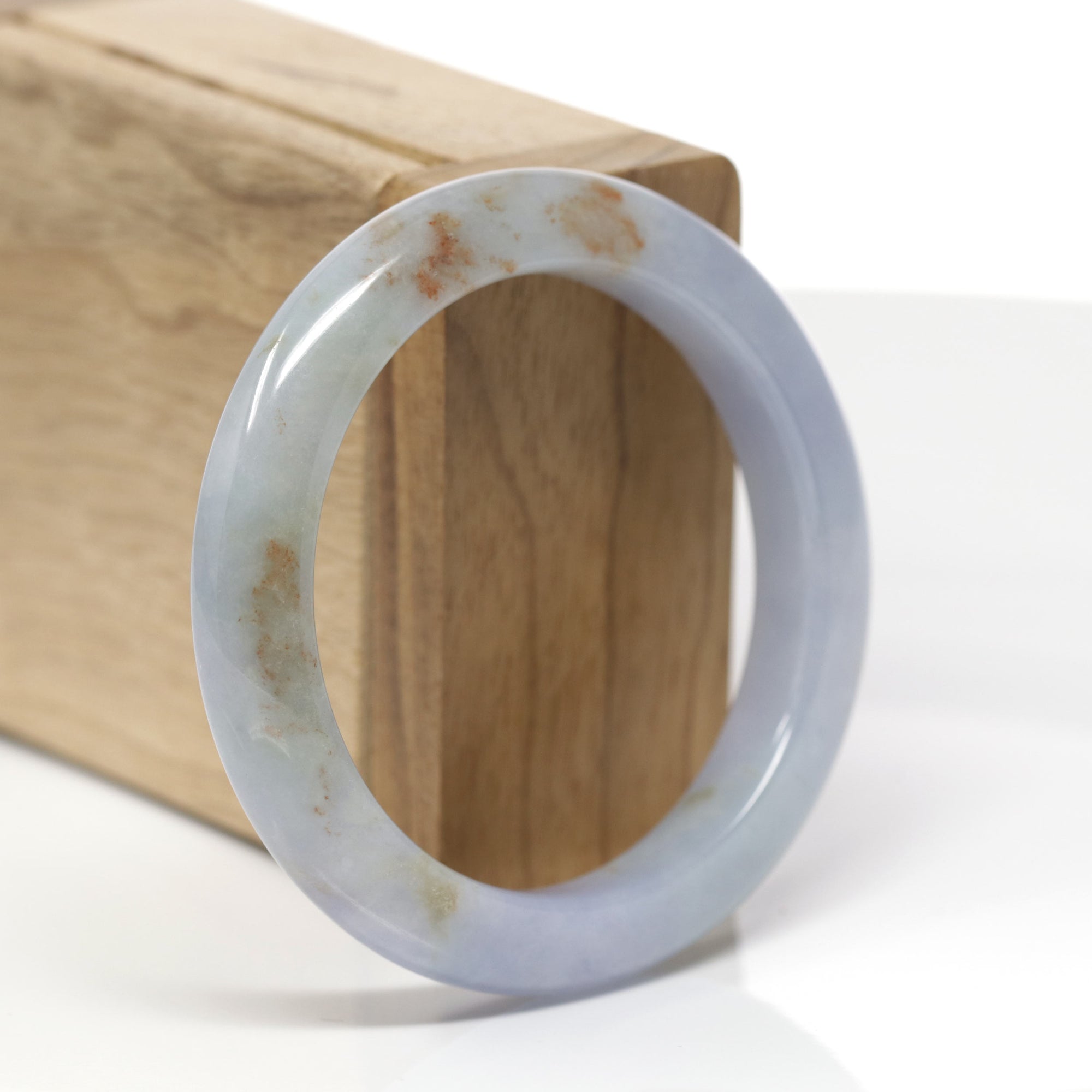 Baikalla Natural Lavender &amp; Red Sajin (Golden Dust) Jadeite Jade "Half Round" Bangle Bracelet (54mm) 