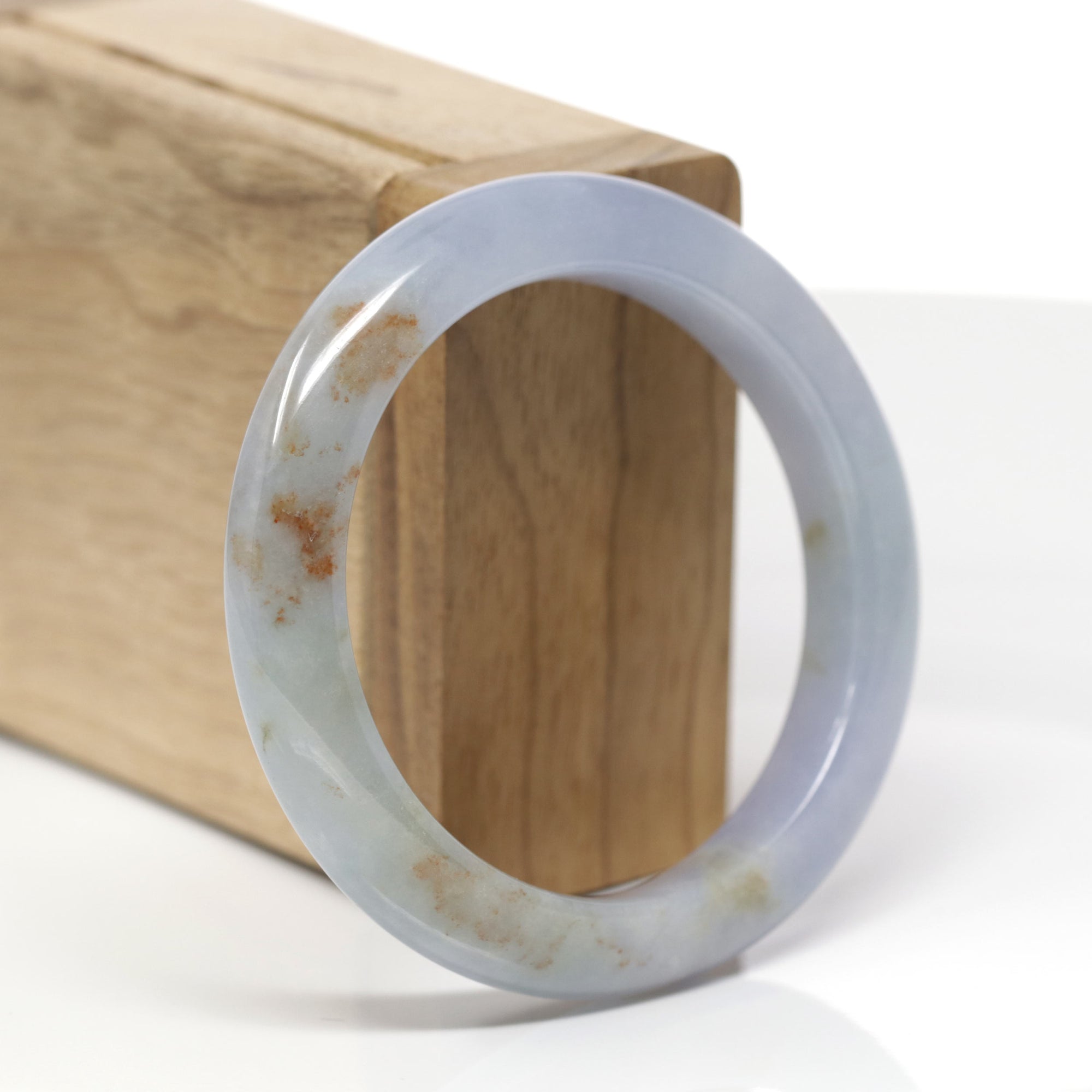 Baikalla Natural Lavender &amp; Red Sajin (Golden Dust) Jadeite Jade "Half Round" Bangle Bracelet (54mm) 