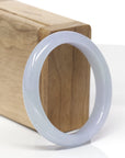 Baikalla Natural Icy Lavender Jadeite Jade "Oval" Bangle Bracelet (54.5mm) 
