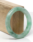 Baikalla Natural Icy Vibrant Forest Green Jadeite Jade "Half Round" Bangle Bracelet (53.9mm) 