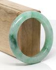 Baikalla Natural Icy Vibrant Forest Green Jadeite Jade "Half Round" Bangle Bracelet (53.9mm) 