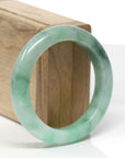 Baikalla Natural Icy Vibrant Forest Green Jadeite Jade "Half Round" Bangle Bracelet (53.9mm) 