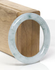 Baikalla Natural Icy Light Blue-Green Flowers Jadeite Jade "Traditional Round" Bangle Bracelet (51.5mm) 
