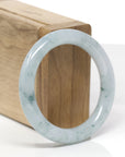 Baikalla Natural Icy Light Blue-Green Flowers Jadeite Jade "Traditional Round" Bangle Bracelet (51.5mm) 