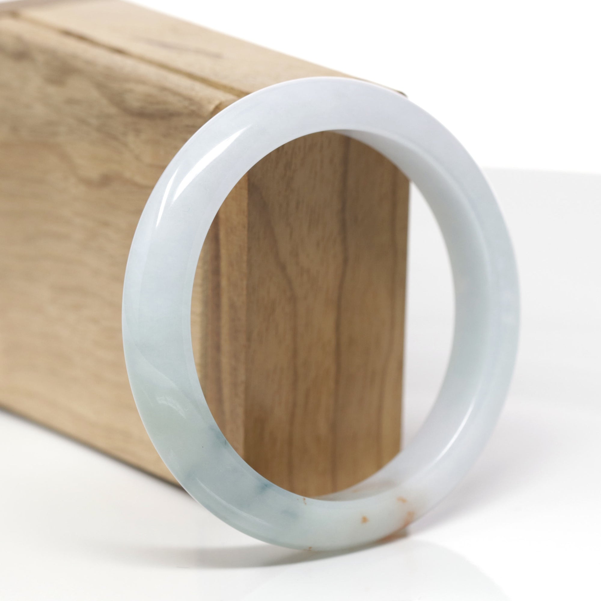 Baikalla Natural Light Blue-Green &amp; Orange Sajin (Golden Dust) Jadeite Jade "Half Round" Bangle Bracelet (58.6mm) 