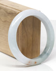 Baikalla Natural Light Blue-Green & Orange Sajin (Golden Dust) Jadeite Jade "Half Round" Bangle Bracelet (58.6mm) 