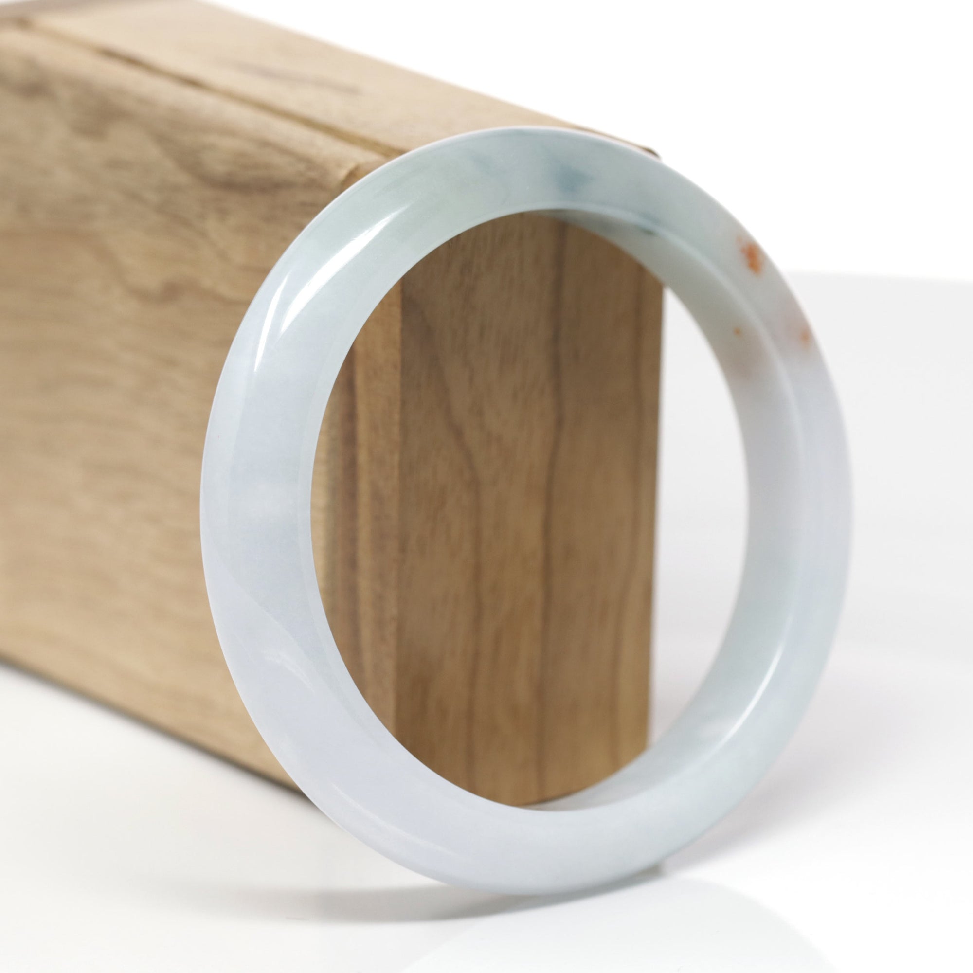 Baikalla Natural Light Blue-Green &amp; Orange Sajin (Golden Dust) Jadeite Jade "Half Round" Bangle Bracelet (58.6mm) 
