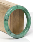 Baikalla Natural Vibrant Forest-Green Jadeite Jade "Half Round" Bangle Bracelet (58.7mm) 