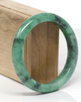 Baikalla Natural Vibrant Forest-Green Jadeite Jade "Half Round" Bangle Bracelet (58.7mm) 