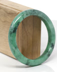 Baikalla Natural Vibrant Forest-Green Jadeite Jade "Half Round" Bangle Bracelet (58.7mm) 