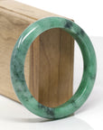 Baikalla Natural Vibrant Forest-Green Jadeite Jade "Half Round" Bangle Bracelet (58.7mm) 