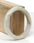 Baikalla Natural Light Green & Orange Sajin Jadeite Jade "Half Round" Bangle Bracelet (57.4mm) 