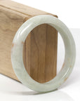 Baikalla Natural Light Green & Orange Sajin Jadeite Jade "Half Round" Bangle Bracelet (57.4mm) 