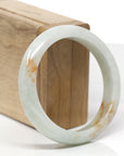 Baikalla Natural Light Green & Orange Sajin Jadeite Jade "Half Round" Bangle Bracelet (57.4mm) 