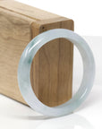 Baikalla Natural Icy Blue-Green Flower Jadeite Jade "Oval" Bangle Bracelet (55.6mm) 