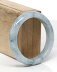 Baikalla Natural Blue-Green Flowers Jadeite Jade "Half Round" Bangle Bracelet (55.6mm) 