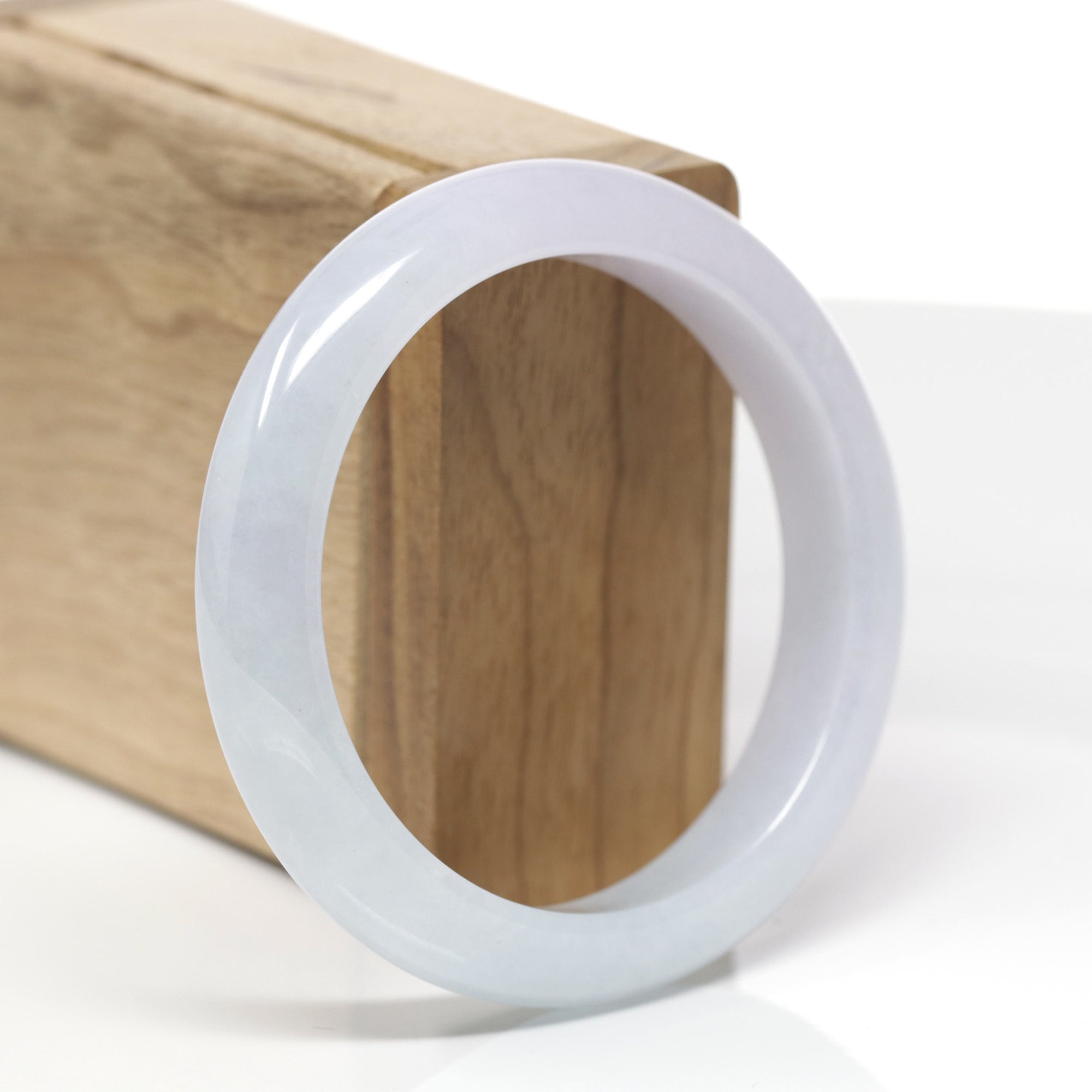Baikalla Natural Light Lavender &amp; Green Jadeite Jade "Half Round" Bangle Bracelet (57.1mm) 