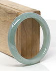 Baikalla Natural Oil-Green Jadeite Jade "Half Round" Bangle Bracelet (55.9mm) 