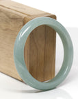 Baikalla Natural Oil-Green Jadeite Jade "Half Round" Bangle Bracelet (55.9mm) 