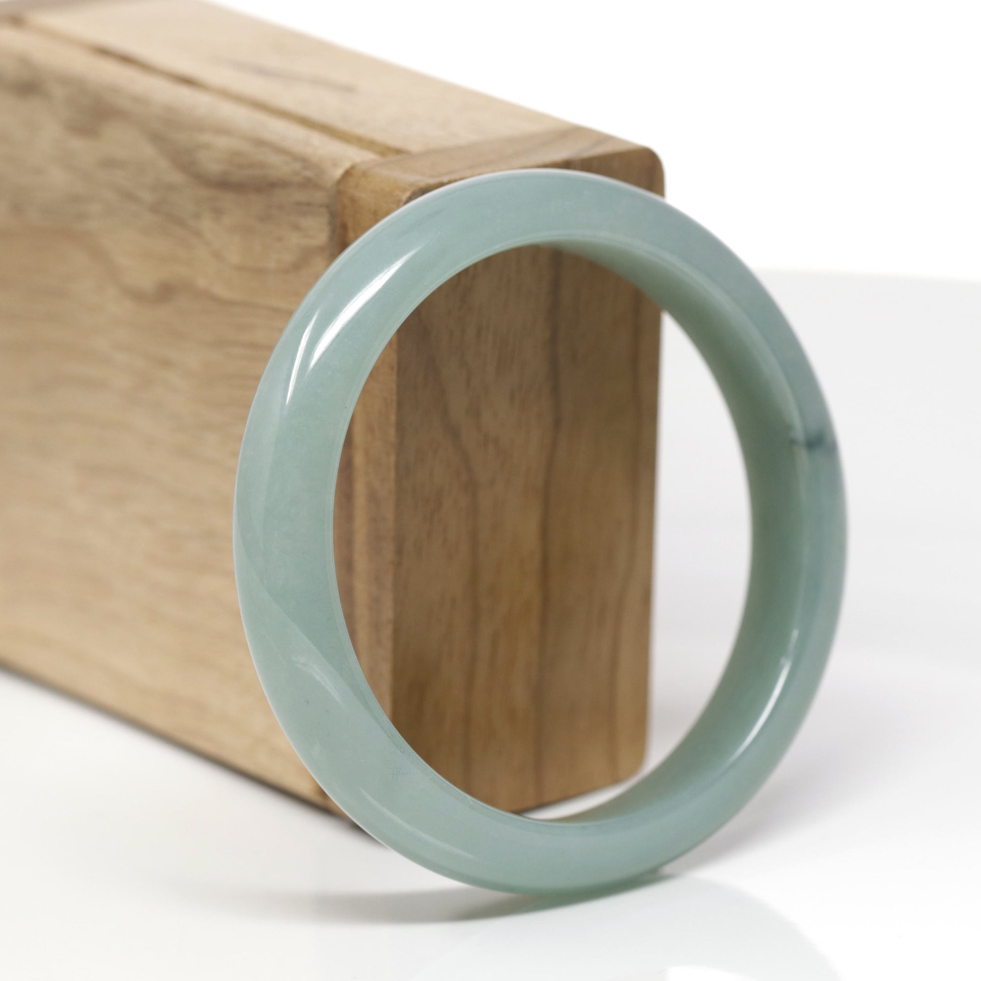 Baikalla Natural Oil-Green Jadeite Jade "Half Round" Bangle Bracelet (55.9mm) 