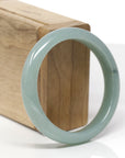 Baikalla Natural Oil-Green Jadeite Jade "Half Round" Bangle Bracelet (55.9mm) 