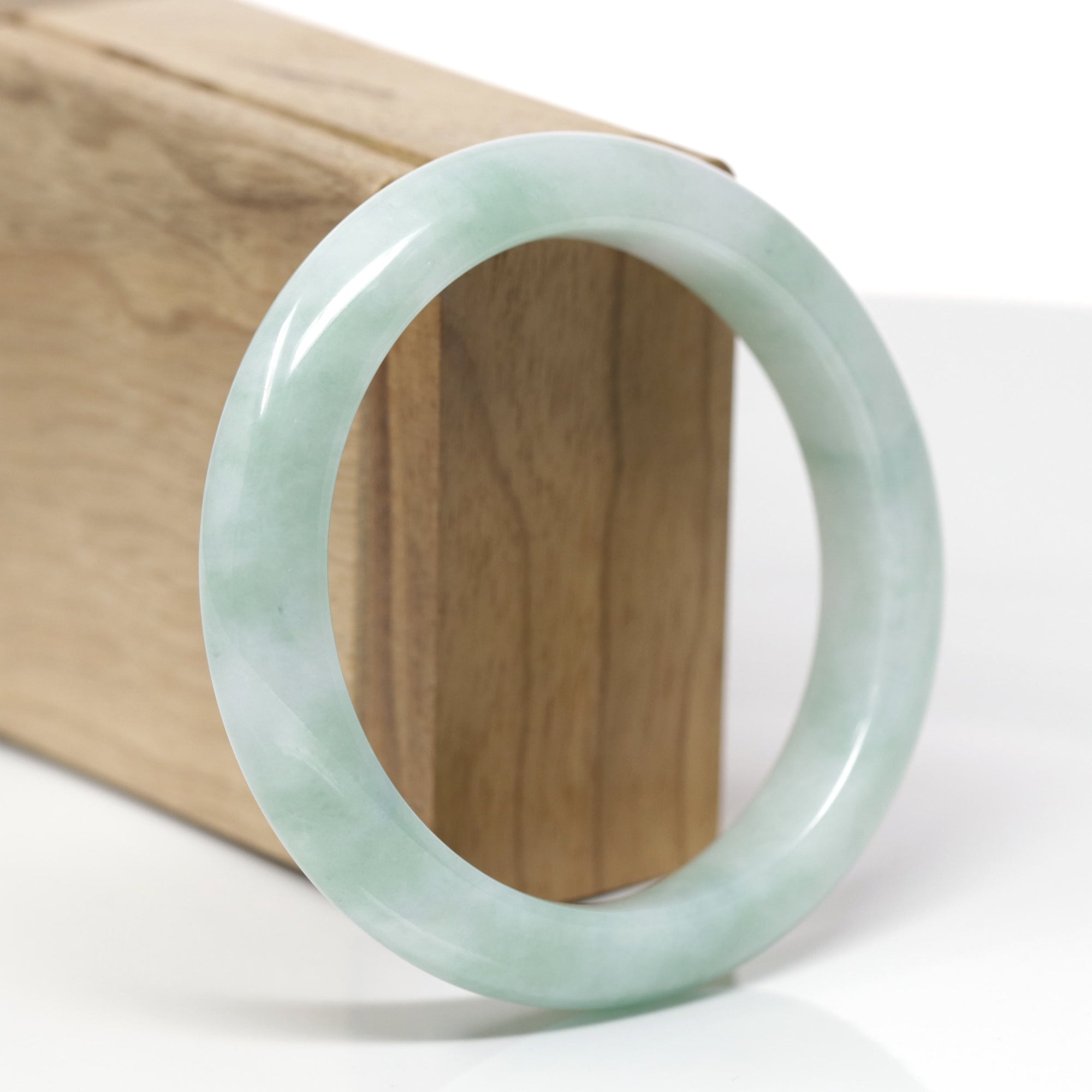 Baikalla Natural Green Jadeite Jade "Half Round" Bangle Bracelet (58mm) 