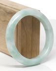 Baikalla Natural Green Jadeite Jade "Half Round" Bangle Bracelet (58mm) 