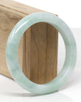 Baikalla Natural Green Jadeite Jade "Half Round" Bangle Bracelet (58mm) 