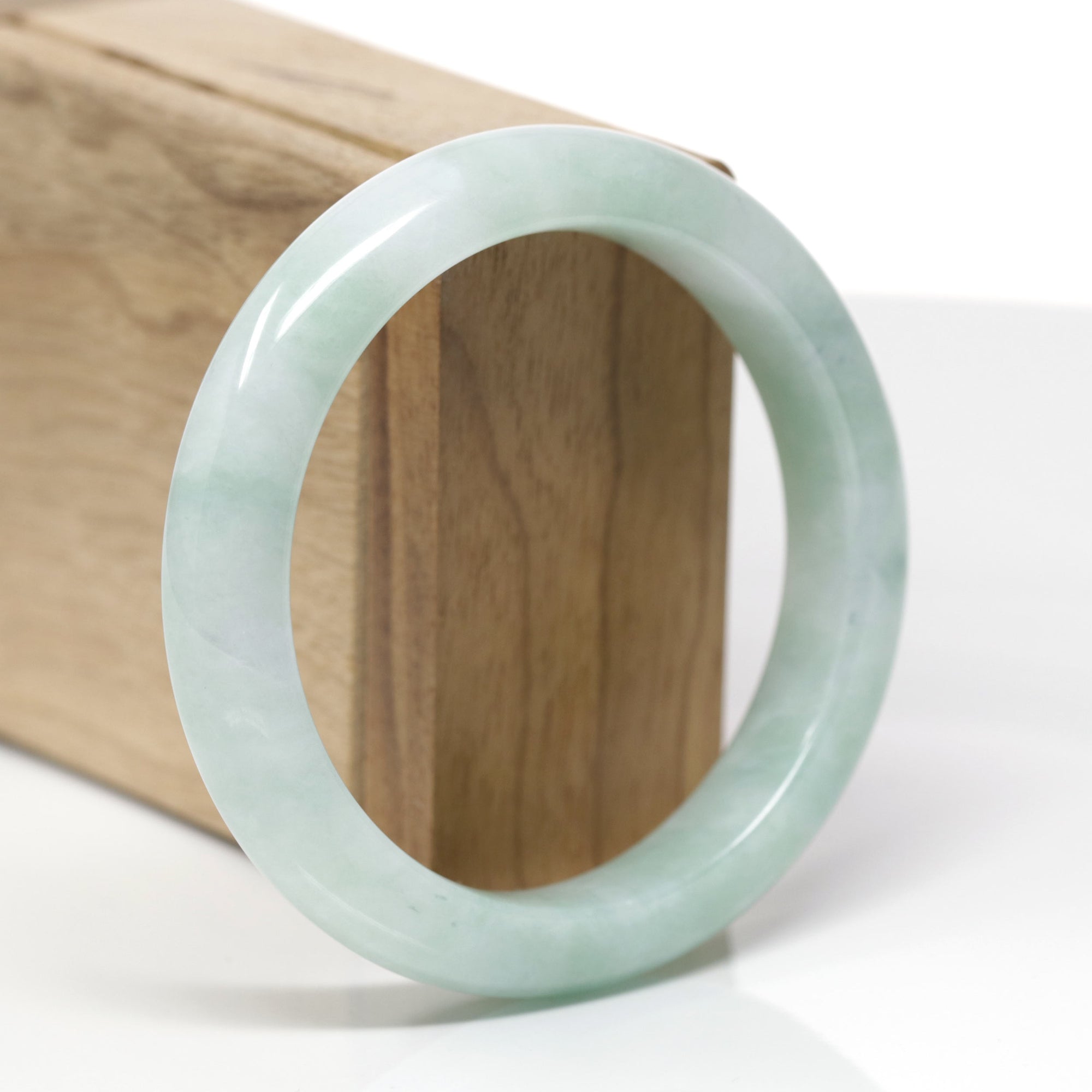 Baikalla Natural Green Jadeite Jade "Half Round" Bangle Bracelet (58mm) 