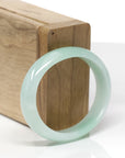 Baikalla Natural Icy Light Green Jadeite Jade Oval Bangle Bracelet (53.8mm) 