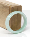 Baikalla Natural Icy Light Green Jadeite Jade Oval Bangle Bracelet (53.8mm) 