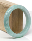 Baikalla Natural Blue-Green Jadeite Jade "Half Round" Bangle Bracelet (59.1mm) 