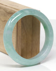 Baikalla Natural Blue-Green Jadeite Jade "Half Round" Bangle Bracelet (59.1mm) 