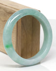 Baikalla Natural Blue-Green Jadeite Jade "Half Round" Bangle Bracelet (59.1mm) 