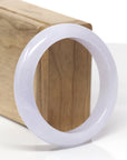 Baikalla Natural Icy Light Lavender Jadeite Jade "Half Round" Bangle Bracelet (56.4mm) 