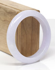 Baikalla Natural Icy Light Lavender Jadeite Jade "Half Round" Bangle Bracelet (56.4mm) 