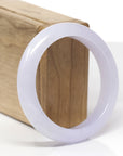 Baikalla Natural Icy Light Lavender Jadeite Jade "Half Round" Bangle Bracelet (56.4mm) 
