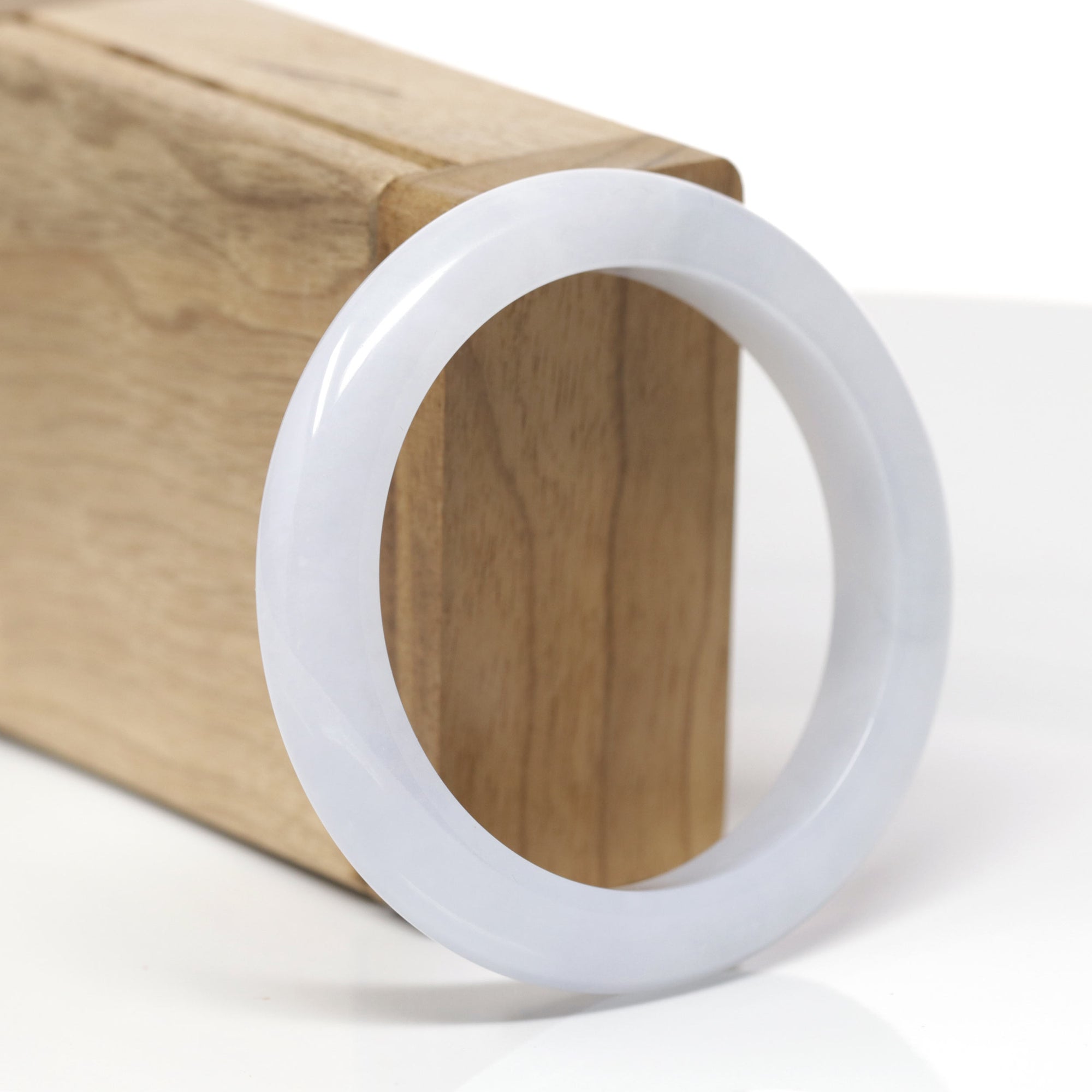 Baikalla Natural Light Lavender Jadeite Jade "Half Round" Bangle Bracelet (54.3mm) 