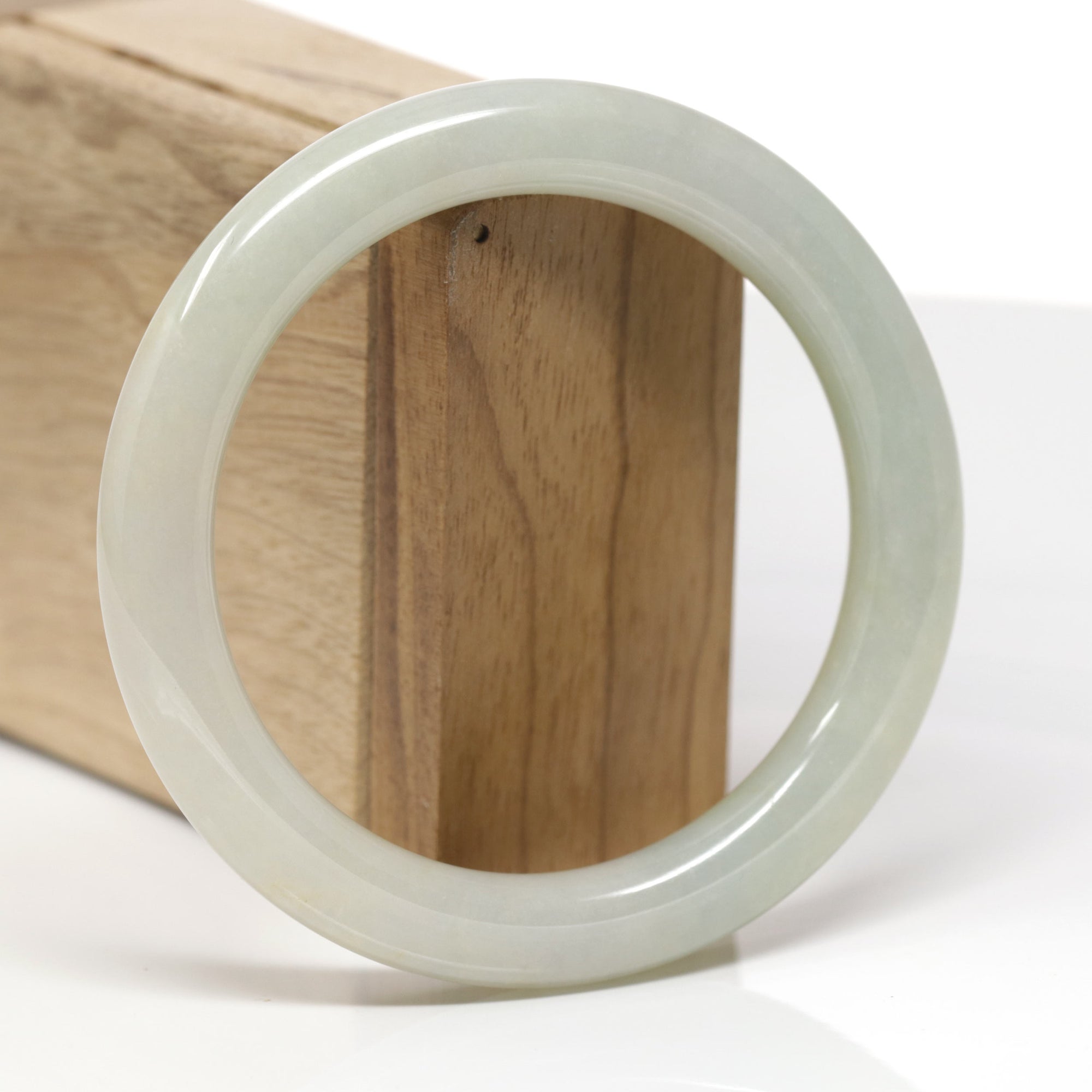 Baikalla Natural Yellow-Green Jadeite Jade "Traditional Round" Bangle Bracelet (59.8mm) 