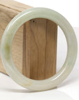 Baikalla Natural Yellow-Green Jadeite Jade "Traditional Round" Bangle Bracelet (59.8mm) 