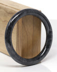 Baikalla Natural Black Wuji Jadeite Jade "Traditional Round" Bangle Bracelet (57.5mm) 