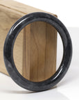 Baikalla Natural Black Wuji Jadeite Jade "Traditional Round" Bangle Bracelet (57.5mm) 