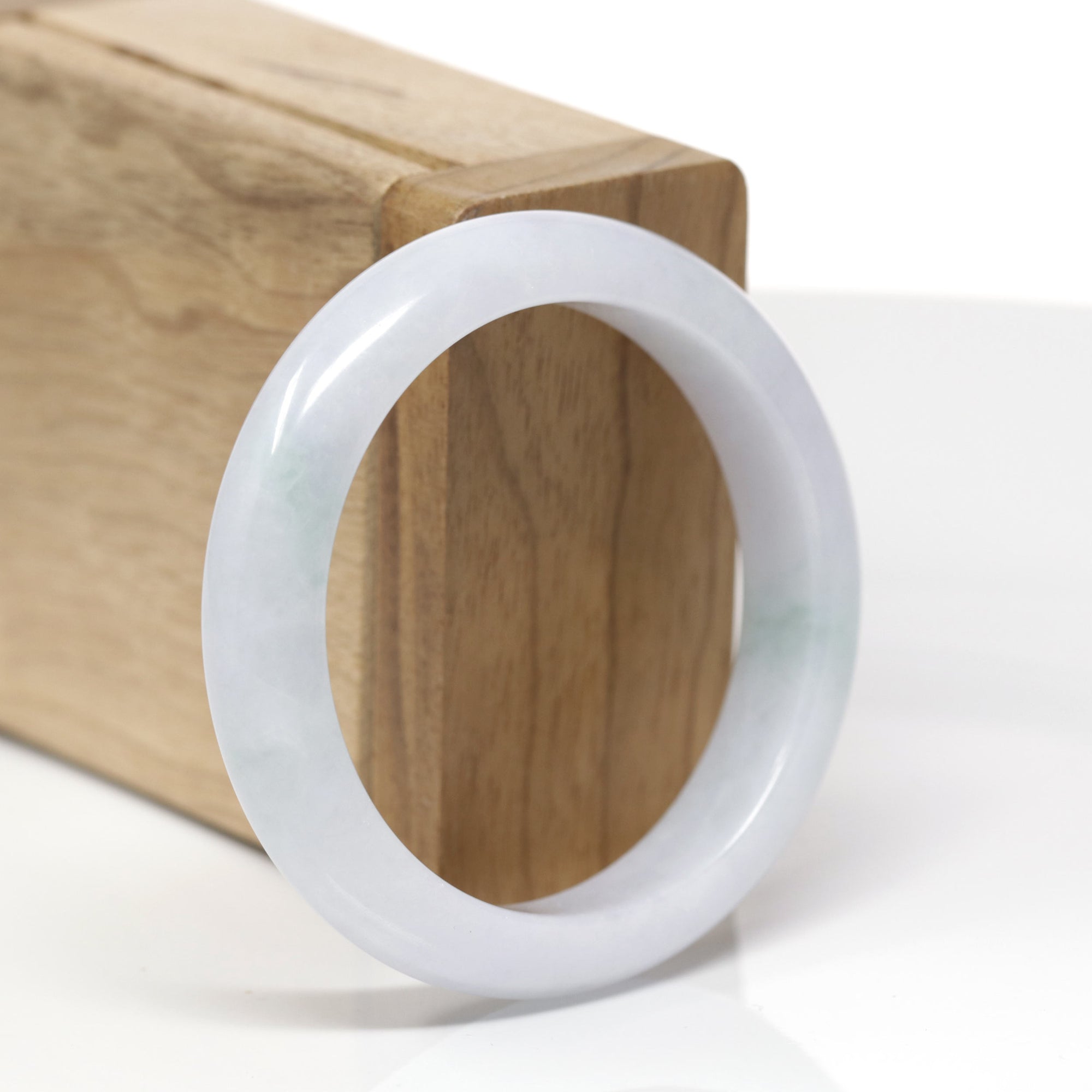 Baikalla Natural Light Lavender &amp; Green Jadeite Jade "Half Round" Bangle Bracelet (53.1mm) 