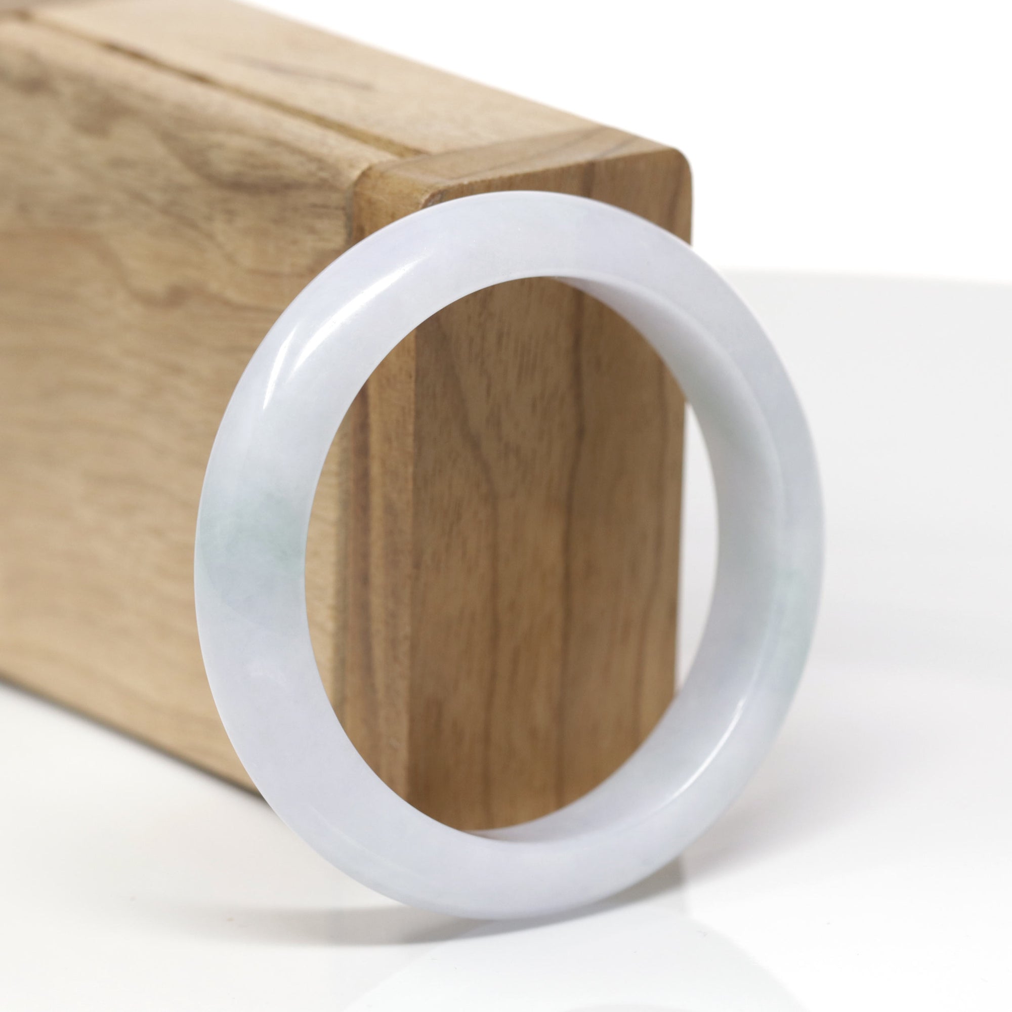 Baikalla Natural Light Lavender &amp; Green Jadeite Jade "Half Round" Bangle Bracelet (53.1mm) 