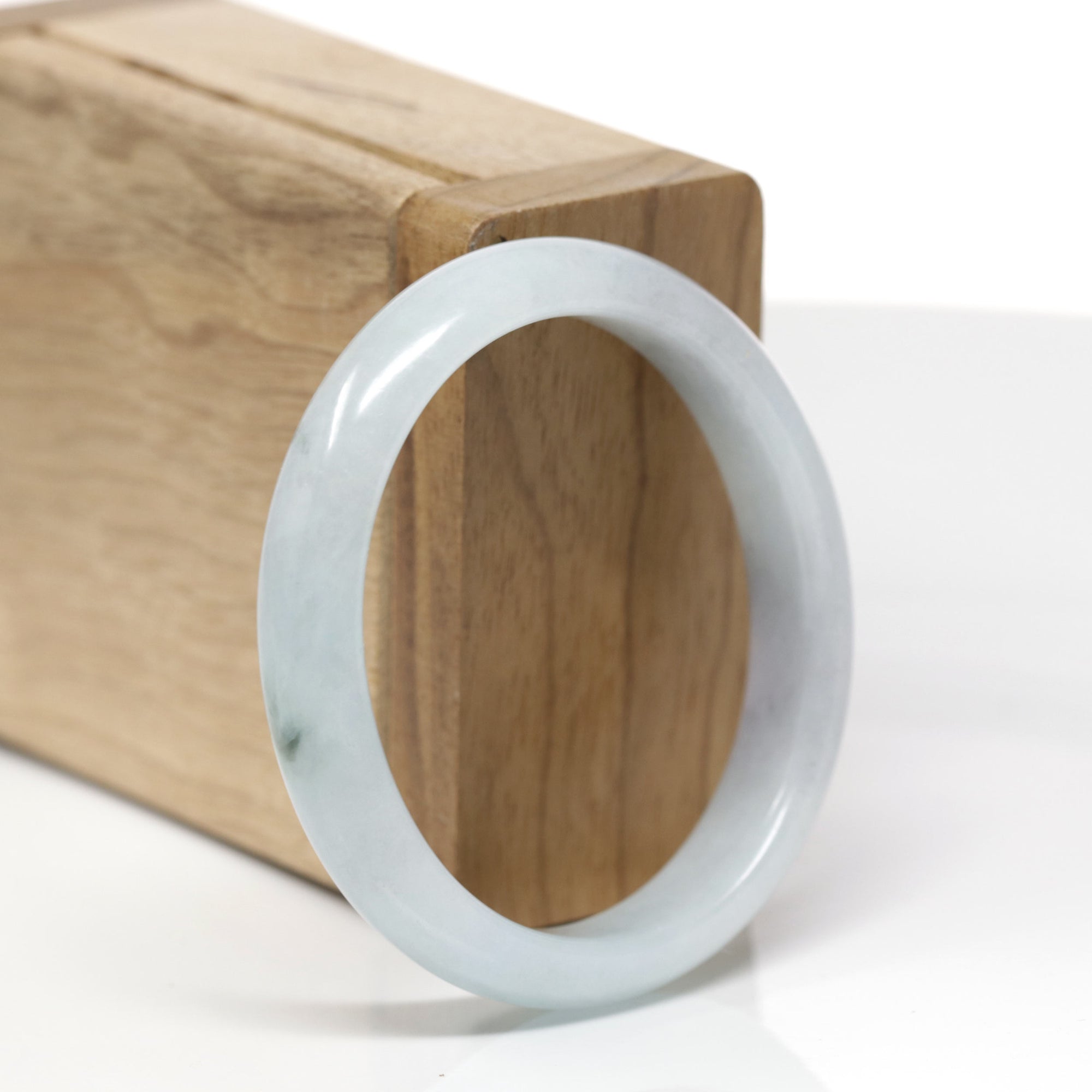 Baikalla Natural Light Blue-Green Jadeite Jade "Oval" Bangle Bracelet (54mm) 