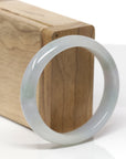Baikalla Natural Green & Light Grey-Lavender Jadeite Jade "Oval" Bangle Bracelet (55.7mm) 