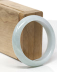 Baikalla Natural Light Blue-Green Jadeite Jade "Half Round" Bangle Bracelet (53.3mm) 