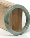 Baikalla Natural Oil-Green Jadeite Jade "Half Round" Bangle Bracelet (58.9mm) 
